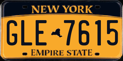 NY license plate GLE7615