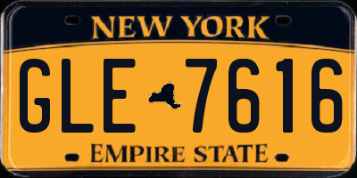 NY license plate GLE7616