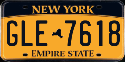 NY license plate GLE7618