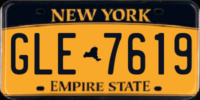 NY license plate GLE7619