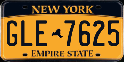 NY license plate GLE7625