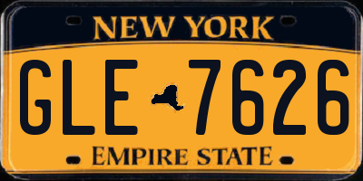 NY license plate GLE7626
