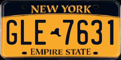 NY license plate GLE7631
