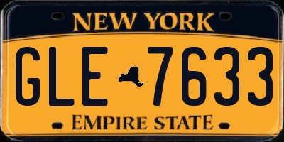 NY license plate GLE7633