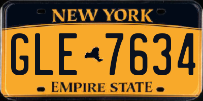 NY license plate GLE7634