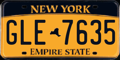 NY license plate GLE7635