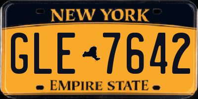 NY license plate GLE7642