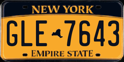 NY license plate GLE7643