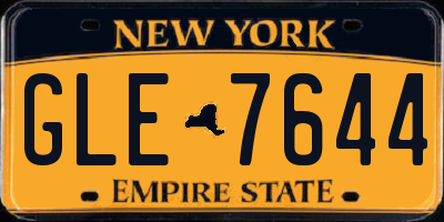 NY license plate GLE7644