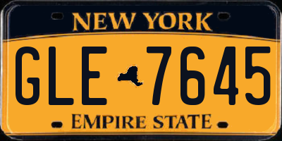 NY license plate GLE7645