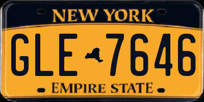 NY license plate GLE7646