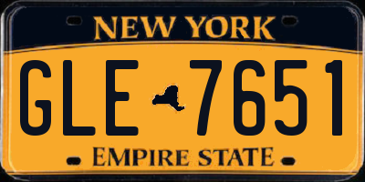 NY license plate GLE7651