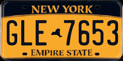 NY license plate GLE7653