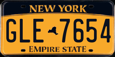 NY license plate GLE7654