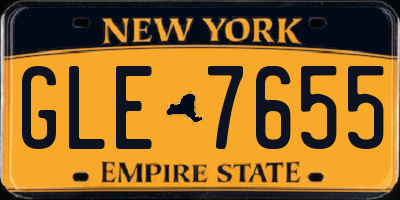 NY license plate GLE7655