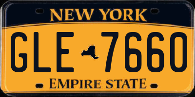 NY license plate GLE7660