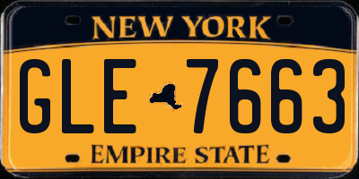 NY license plate GLE7663