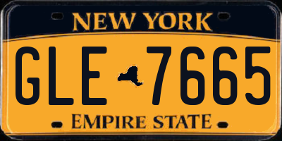NY license plate GLE7665