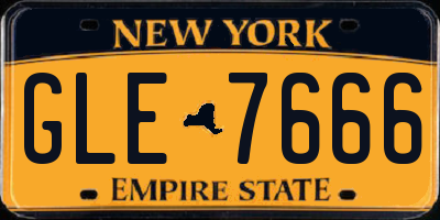 NY license plate GLE7666