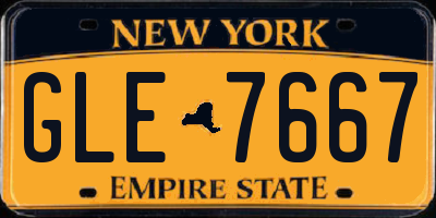 NY license plate GLE7667