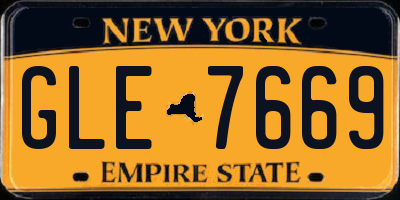 NY license plate GLE7669