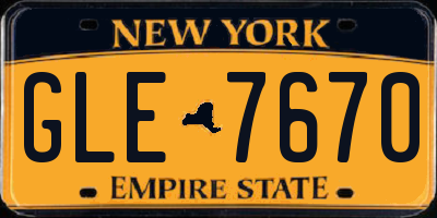 NY license plate GLE7670
