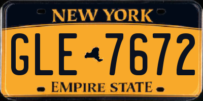 NY license plate GLE7672