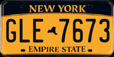 NY license plate GLE7673