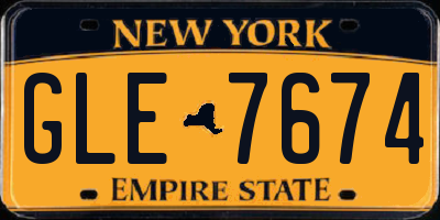 NY license plate GLE7674