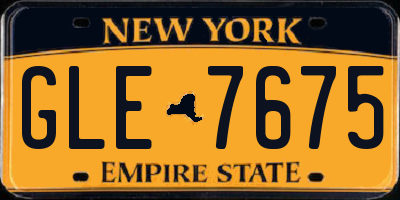NY license plate GLE7675