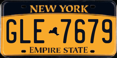 NY license plate GLE7679