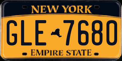 NY license plate GLE7680