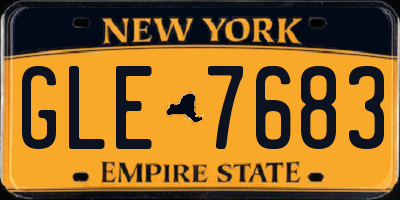 NY license plate GLE7683