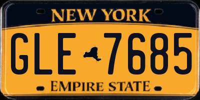 NY license plate GLE7685
