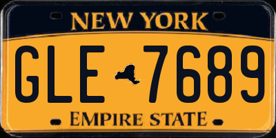 NY license plate GLE7689