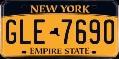 NY license plate GLE7690