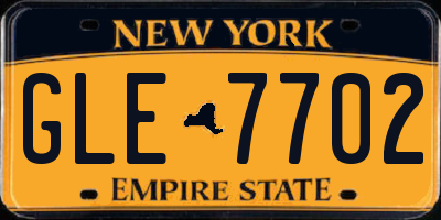 NY license plate GLE7702