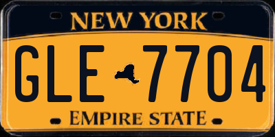 NY license plate GLE7704