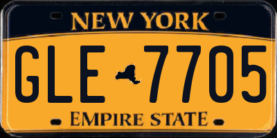 NY license plate GLE7705