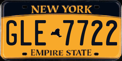 NY license plate GLE7722