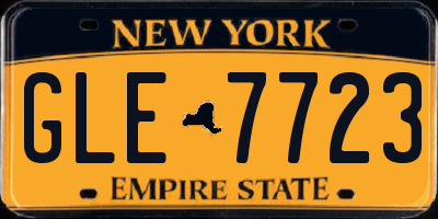 NY license plate GLE7723