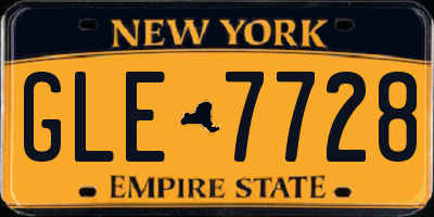 NY license plate GLE7728