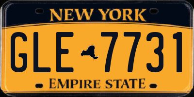 NY license plate GLE7731