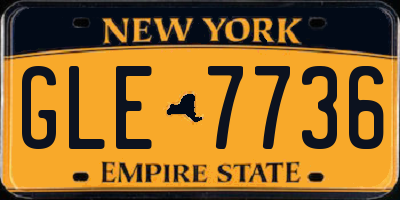NY license plate GLE7736