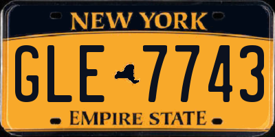 NY license plate GLE7743