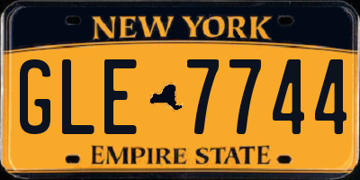 NY license plate GLE7744
