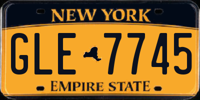 NY license plate GLE7745