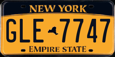 NY license plate GLE7747
