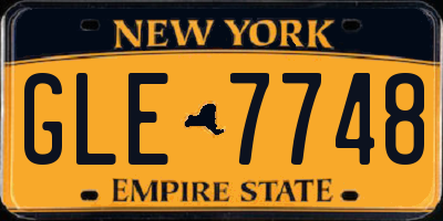 NY license plate GLE7748