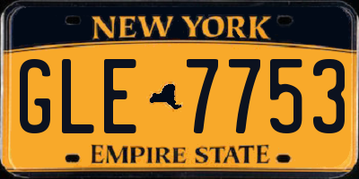 NY license plate GLE7753